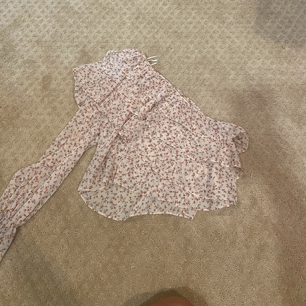 Zara One Shoulder Floral Blouse